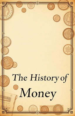 A presentation cover depicting the history of money, featuring a subtle background that showcases the historical flow of money, including ancient coins, notes, and barter symbols