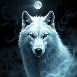 A striking depiction of a white wolf representing duality and a double personality