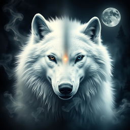 A striking depiction of a white wolf representing duality and a double personality