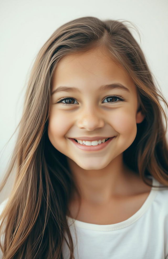 A close-up portrait of a girl showcasing only her radiant smile, emphasizing her joyful expression