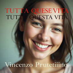 A close-up portrait of a young woman, focusing solely on her radiant smile