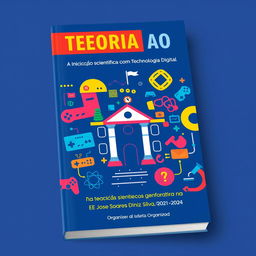 A book cover design for 'DA TEORIA AO JOGO: A Iniciação Científica com Tecnologia Digital na EE José Soares Diniz e Silva (2021-2024)'