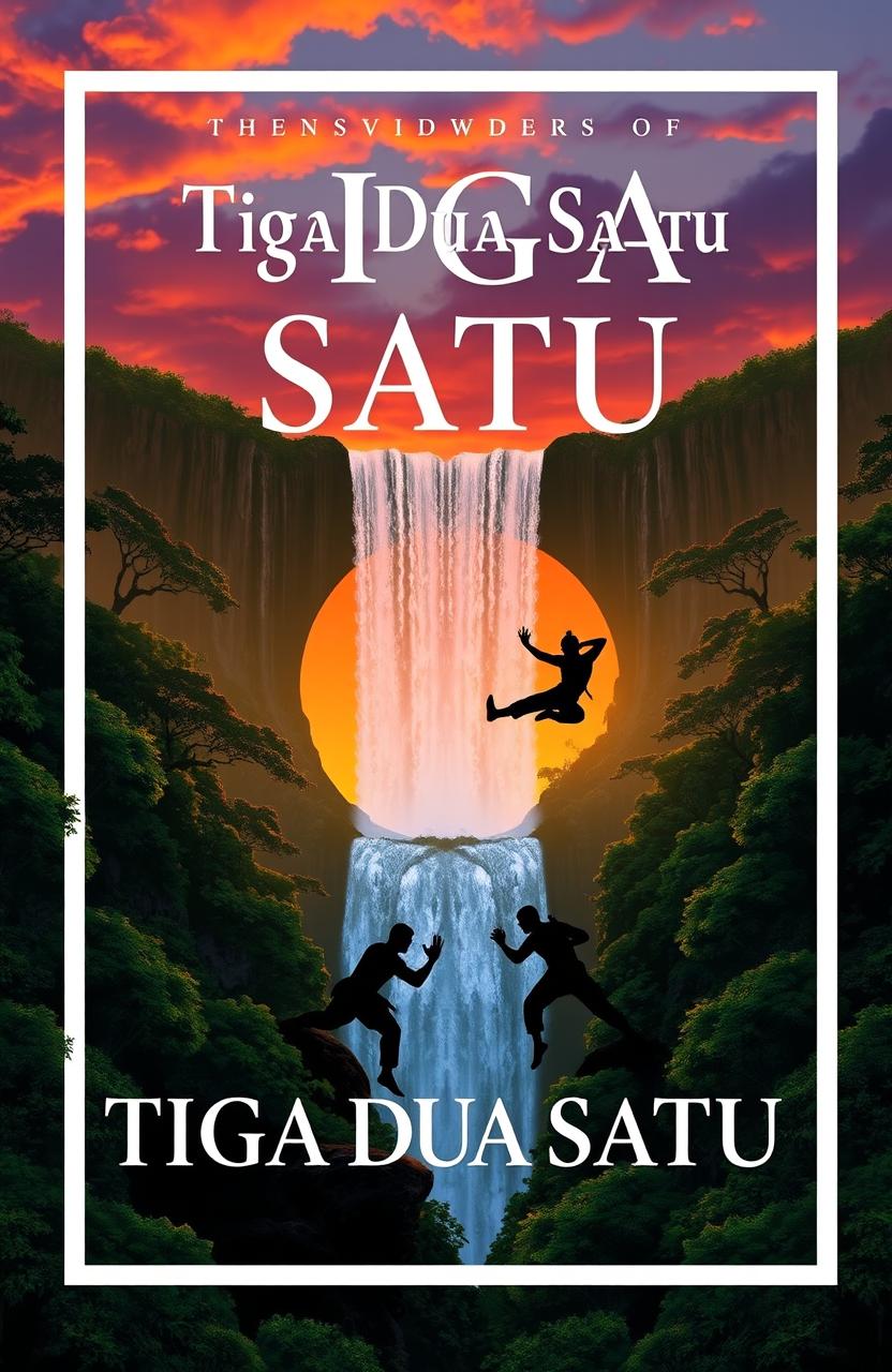 A novel cover design for a book titled 'Tiga Dua Satu'