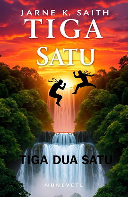 A novel cover design for a book titled 'Tiga Dua Satu'