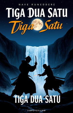 A novel cover design titled 'Tiga Dua Satu' featuring a nighttime scene