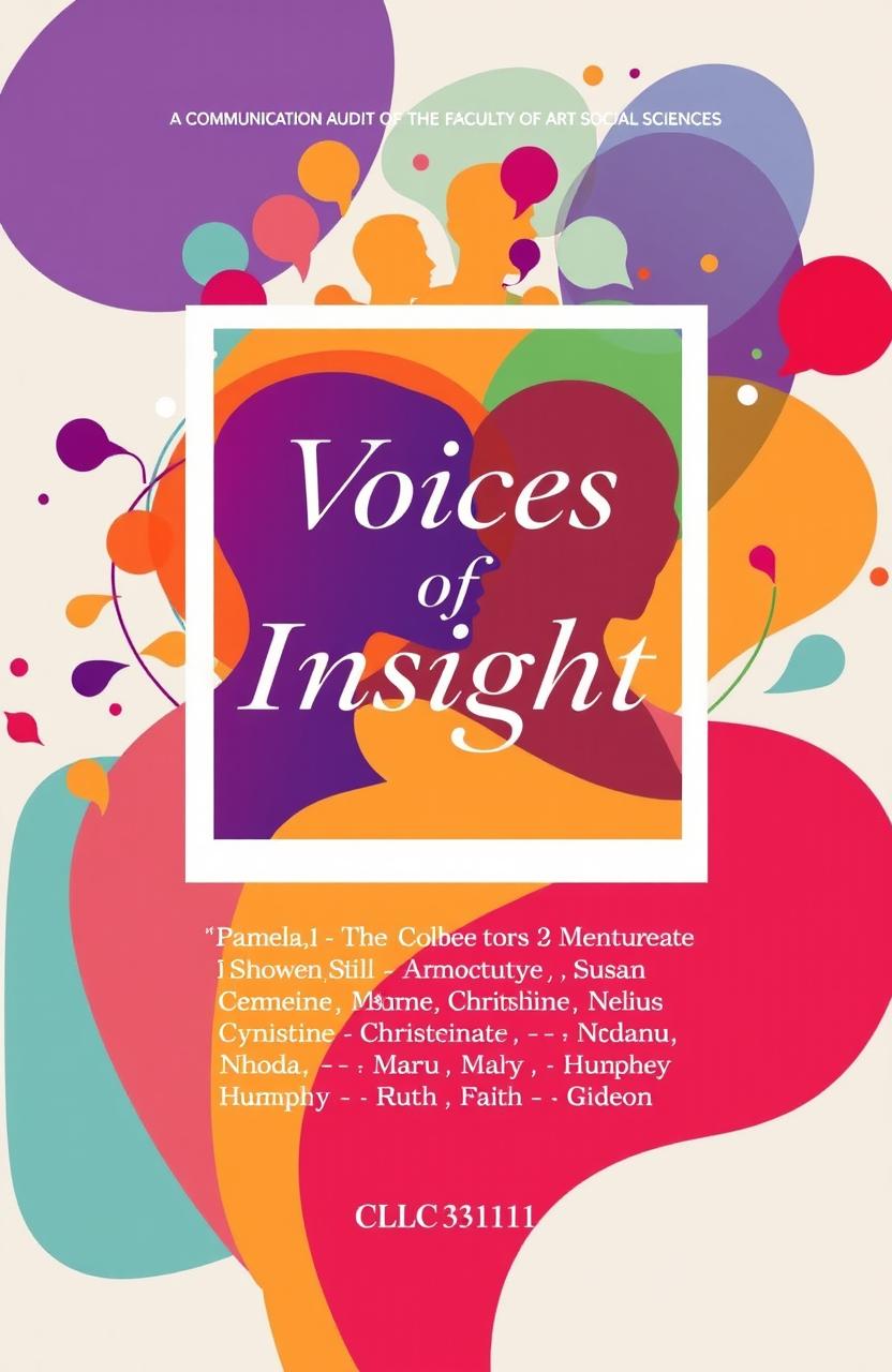 A book cover design for "Voices of Insight: A Communication Audit of the Faculty of Art Social Sciences"