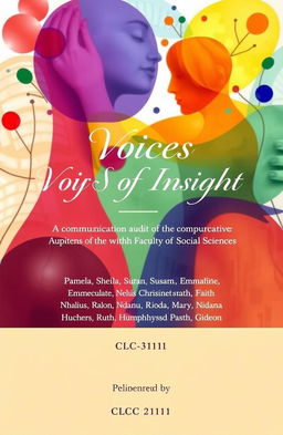 A book cover design for "Voices of Insight: A Communication Audit of the Faculty of Art Social Sciences"