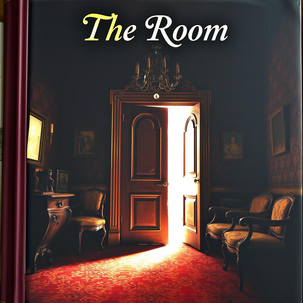 A captivating and mysterious book cover design for a book titled "The Room"