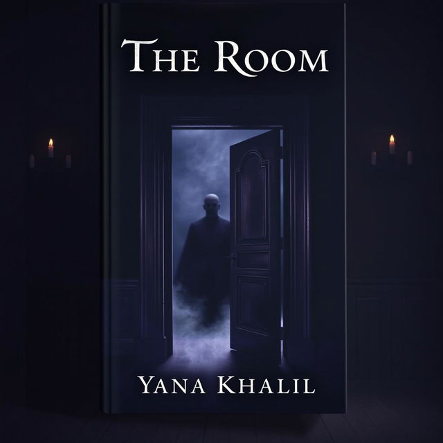 A dark and intriguing book cover design for a novel titled "The Room" by author Yana Khalil