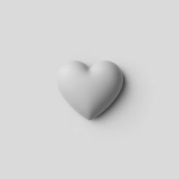 simple 2D gray heart, no background