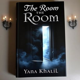 An alluring and mysterious book cover design for a novel titled "The Room" by author "Yana Khalil"