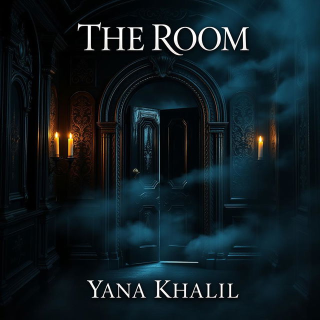 A captivating and mysterious book cover design for the novel titled "The Room" by author "Yana Khalil"