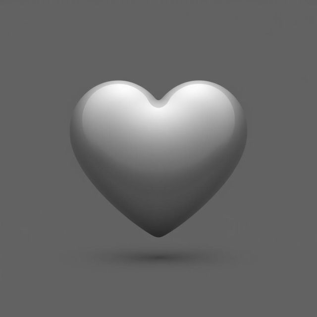 simple 2D gray heart icon, no background, without shadows and lighting