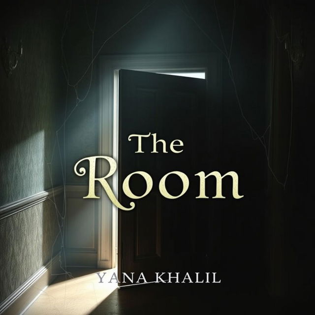 A dark and mysterious book titled "The Room" by author Yana Khalil, featuring an enigmatic cover design