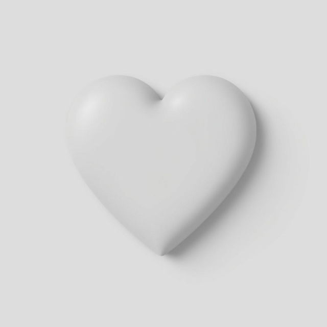 very simple 2D gray heart, no background, completely without shadows