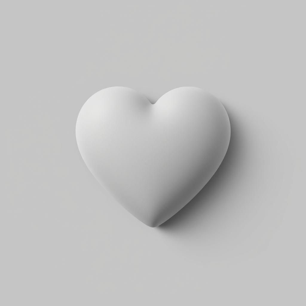 very simple 2D gray heart, no background, completely without shadows