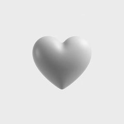 very simple 2D gray heart, no background, completely without shadows