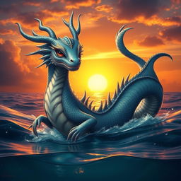 A beautiful Bakunawa, a mythical sea dragon from Filipino folklore, depicted with alluring features and large, striking breasts