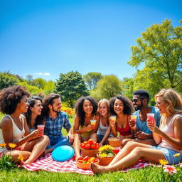 A vibrant and joyful scene depicting happiness