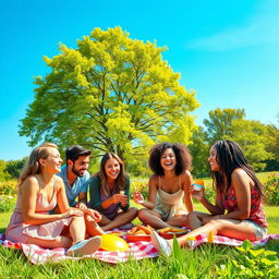 A vibrant and joyful scene depicting happiness