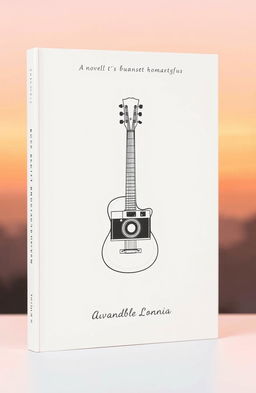 A minimalistic book cover design for a romantic novel featuring a rock band and a female photographer