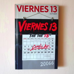 A book cover titled 'Viernes 13' featuring a wall-mounted calendar for October 2006