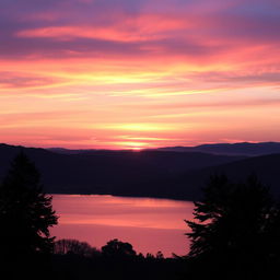 A breathtaking dawn scene with soft pastel colors illuminating the sky, showcasing vibrant hues of pink, orange, and purple blending together
