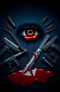 A striking image featuring a dark blue background with a large, intense eye centrally positioned
