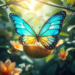 A captivating artistic representation of metamorphosis, illustrating the transformation of a butterfly emerging from its cocoon
