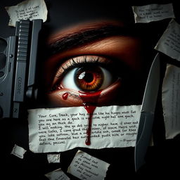 A hyper-realistic image featuring a dark brown eye positioned in the center