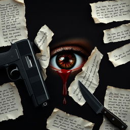 A hyper-realistic image featuring a dark brown eye positioned in the center