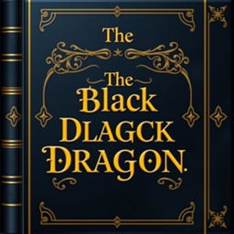 An antique book cover design featuring a deep, dark blue background with ornate golden lettering that reads 'The Black Dragon'
