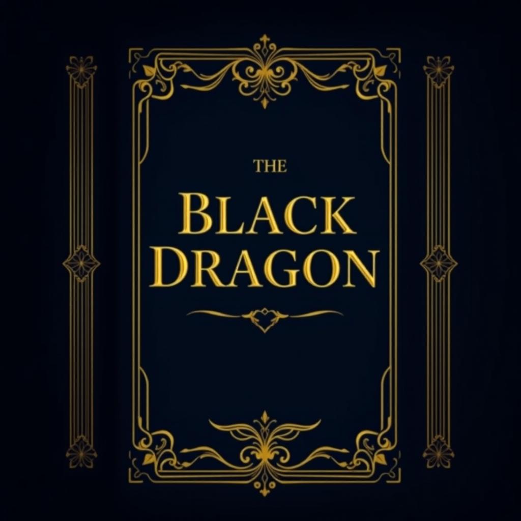 An antique book cover design featuring a deep, dark blue background with ornate golden lettering that reads 'The Black Dragon'