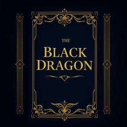 An antique book cover design featuring a deep, dark blue background with ornate golden lettering that reads 'The Black Dragon'