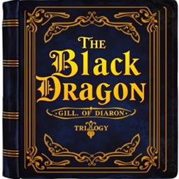 An antique book cover design featuring a deep, dark blue background with ornate golden lettering that reads 'The Black Dragon'