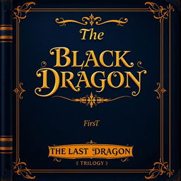 An antique book cover design featuring a deep, dark blue background with ornate golden lettering that reads 'The Black Dragon'
