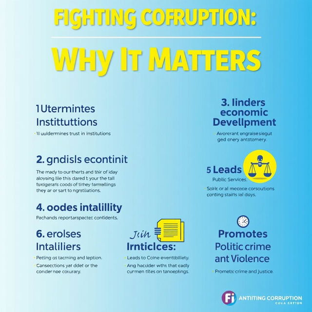 An informative poster about anti-corruption, featuring a bold and eye-catching design