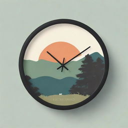 Create a flat design style clock inspired by a New Zealand Department of Conservation hut.