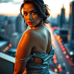 A hot, sensual, and attractive woman with a confident expression, depicted in an elegant and artistic manner