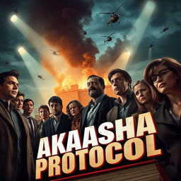 A thrilling scene depicting a diverse group of detectives, both men and women, intensely focused as they observe the destruction of a building from a distance