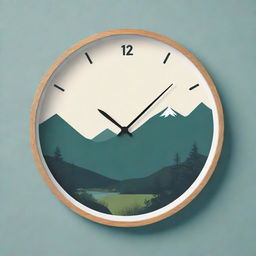 Create a flat design style clock inspired by a New Zealand Department of Conservation hut.