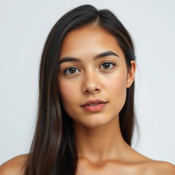 A full-body portrait of a young Latin woman, 20 years old, with fair skin