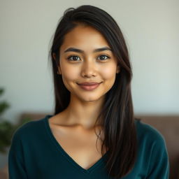 A full-body portrait of a young Latin woman, 20 years old, with fair skin