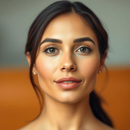 A portrait in ultra high definition of a Latin woman with an oval-shaped face