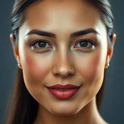 A portrait in ultra high definition of a Latin woman with an oval-shaped face