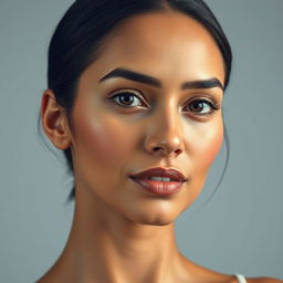 A portrait in ultra high definition of a Latin woman with an oval-shaped face