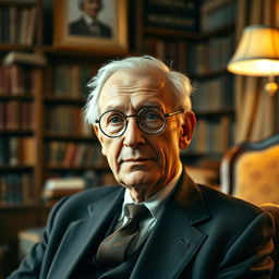 A portrait of Carl Jung, the famous Swiss psychiatrist and psychoanalyst, depicted in a thoughtful pose