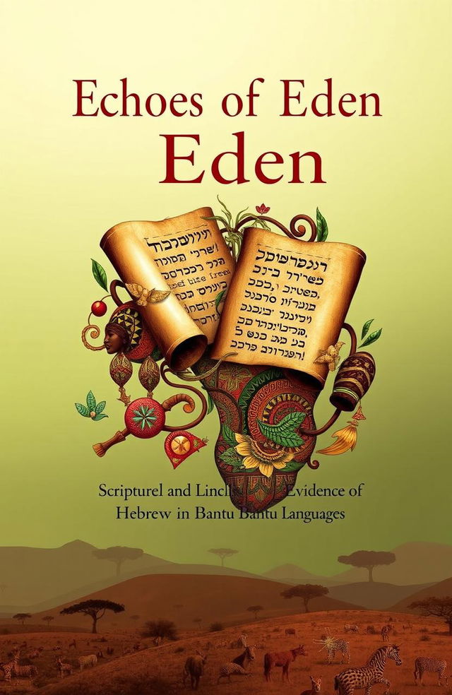 A visually striking book cover design for 'Echoes of Eden: Scriptural and Linguistic Evidence of Hebrew in Bantu Languages'