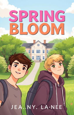 A vibrant, blossoming spring landscape for the book cover of 'Spring Bloom'