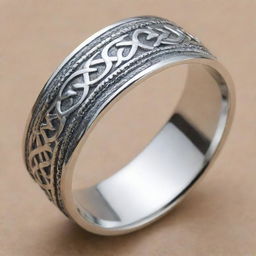 A beautifully designed men's silver ring with intricate patterns